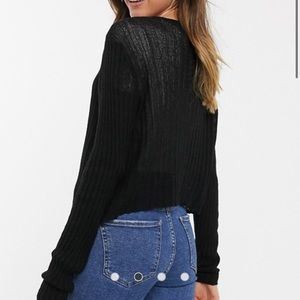 New Look button down cardigan in black